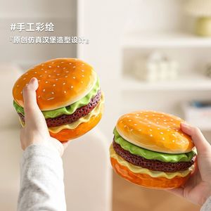 Creative Hamburger <b>Ashtray</b> With Lid <b>Ceramic</b> Round For Home Office Living Room - Product Image 3