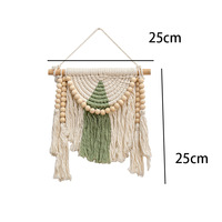 Décoration murale bohème en macramé avec perles en bois et pompons, tissée à la main, écologique, pour entrée et fond de maison d'hôtes