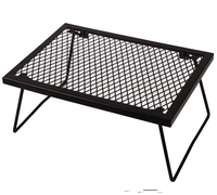Brasero de camping extérieur autoportant en acier robuste noir, portable, pour cuisson au feu de bois, avec anneau de foyer