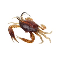 Appât de crabe 3D simulé Appât de poisson crabe souple avec double hameçon Appât de pêche en mer Leurre lumineux bionique