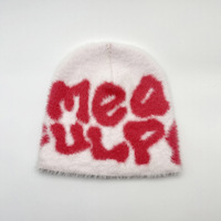 Chapeau beanie en mohair Y2K personnalisé en usine pour femmes et hommes, accessoires d'hiver brodés en 3D, logo flou, chauffe-tête