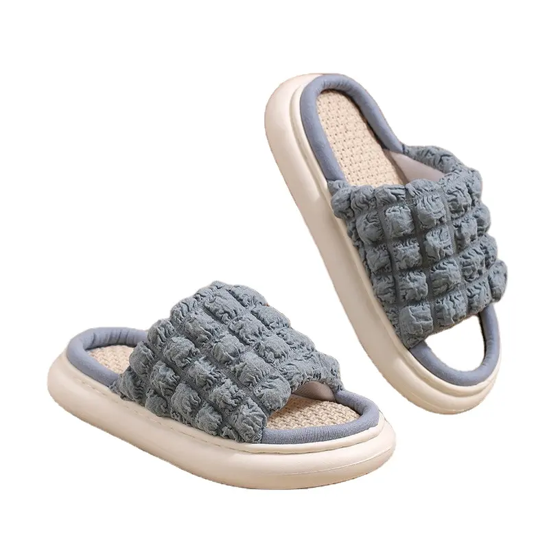 spring summer student thick sole home outdoor Fashion male and female soft bottom beach large slippers denim women's sandals