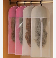 Sacs de rangement anti-poussière pour perruques avec logo personnalisé, réutilisables, pour accessoires capillaires, suspendus, anti-poussière, avec fermeture éclair, vente en gros