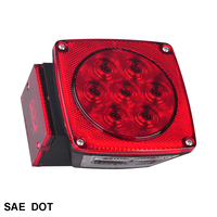 Kit de feux arrière combinés carrés à LED pour remorques et camions de moins de 80 pouces, feux arrière STOP/FEU ARRIÈRE/CLIGNOTANT/plaque d'immatriculation, SAE/DOT/FMVSS108