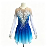 Robe de compétition de patinage artistique en tissu haut de gamme, ornée de strass scintillants, à manches longues, pour adultes et enfants, pour spectacle sur glace