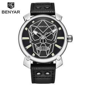 <span class=keywords><strong>Montre</strong></span>-<span class=keywords><strong>bracelet</strong></span> à quartz pour <span class=keywords><strong>homme</strong></span> Benyar 5132 Skull, montres pour hommes 2018, marque de luxe, <span class=keywords><strong>montre</strong></span> de sport en cuir, étanche - Product Image 4