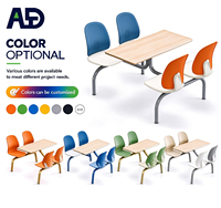 Ensemble table et chaises pour étudiants, mobilier de salle à manger fixe pour 4 personnes, pour la cafétéria du campus