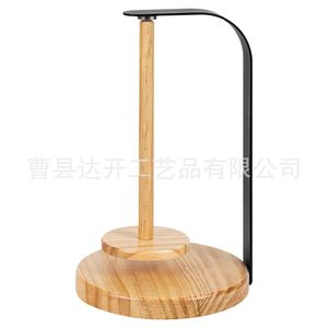 Estante de madera para bobinas de hilo con soporte de hierro, almacenamiento giratorio magnético para herramientas de tejido, construcción de madera maciza - Product Image 4