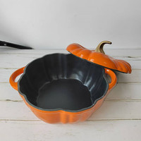 Panci Labu Enamel Ramah Lingkungan, Panci Masak Besi Cor Berlapis Enamel Kapasitas Besar Warna Oranye, Panci Masak Besi Cor 24cm Stainless