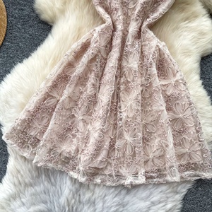 Vestido mini de verano para mujer, sin mangas, estilo imperio, con espalda descubierta y encaje - Product Image 6
