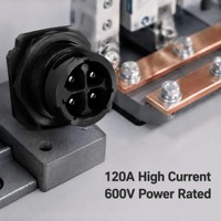 Connecteur industriel à baïonnette M40 4 broches 120A 600V IP67 Prise circulaire haute intensité pour stockage d'énergie TUV