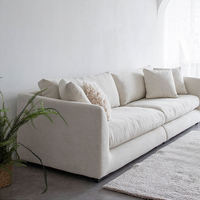 Leicht Luxuriöses Weißes Stoff-Sofa Formgebendes Sektionalsofa Modernes Design Wohnzimmer Modulare Sofagarnitur Möbel mit Holzrahmen