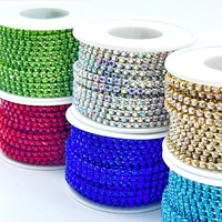 Rollo de diamantes de imitación 3D de 10 yardas al por mayor, cadena de diamantes de imitación de cristal de 3mm, diamantes de imitación sueltos para coser, accesorios de ropa para bolsos
