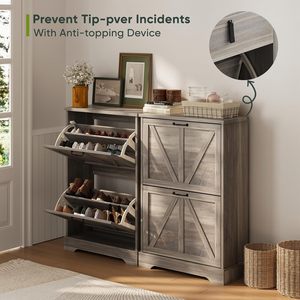 Armoire à chaussures haute 2026 <span class=keywords><strong>avec</strong></span> banc à chaussures rembourré, <span class=keywords><strong>porte</strong></span>-<span class=keywords><strong>manteau</strong></span>, panneaux muraux, couvercle pivotant, armoire à chaussures ultra-fine - Product Image 3