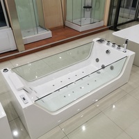Salle de bain de luxe en verre trempé transparent hydromassage baignoire à jets acrylique baignoire de massage autoportante pour 2 personnes