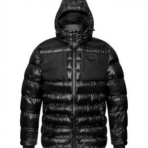 Blouson universitaire chaud pour homme, décontracté, col rabattable, fermeture éclair, rembourré en coton épais, écologique, respirant, teint uni - Product Image 4
