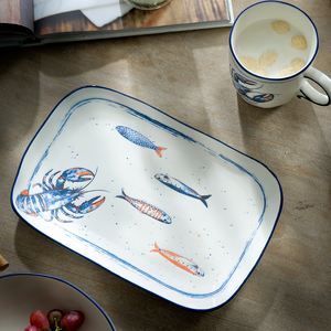 LovingHome Nuovi Piatti in Porcellana Oceanic Grace - Incantevoli Motivi Marini in Blu, Stoviglie Colorate Lavabili in Lavastoviglie - Product Image 5
