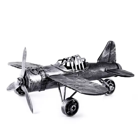Enfeites de modelo de aeronave retrô, artesanato em metal e ferro
