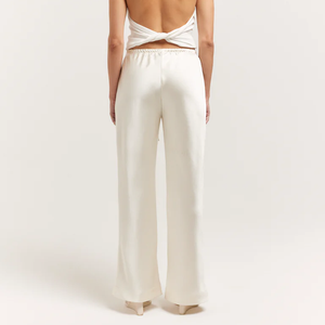 <span class=keywords><strong>Pantaloni</strong></span> da donna di alta qualità in tinta unita in tessuto lucido <span class=keywords><strong>moda</strong></span> vita elastica con <span class=keywords><strong>pantaloni</strong></span> dritti <span class=keywords><strong>bianchi</strong></span> traspiranti - Product Image 6