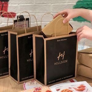 Custom <b>Made</b> Food Packing Coffee Shop Packaging Handle Kraft <b>Paper</b> Bag Recyclable Shopping <b>Paper</b> Bags With Your Own Logo - Product Image 5