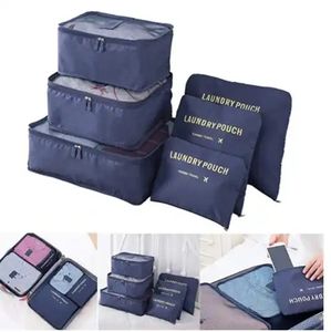 Waterproof Foldable Polyester 6-Piece Travel Organizer Bag Set with Underwear & Shoe <b>Storage</b> Fashion Letter Pattern - Product Image 3