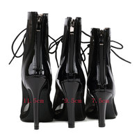 Bottines sexy pour femmes, noires, fines, à talon super haut, dessus en maille aérée, semelle en caoutchouc, pour la danse de salon, la danse latine, le jazz, les soirées
