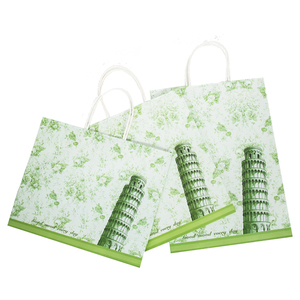 Nuevos Artículos Populares: Bolsas de Papel Kraft Impresas Personalizadas con Asa, Diseño Torre Inclinada de Pisa - Product Image 5