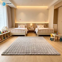 Tapis en fourrure de lapin moelleux pour salon et chambre à coucher, tapis en fourrure de lapin à bulles, motif 3D, tapis en fourrure de lapin fabriqués à la machine