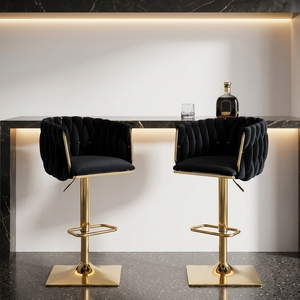 Tabouret <span class=keywords><strong>de</strong></span> <span class=keywords><strong>bar</strong></span> moderne en velours <span class=keywords><strong>de</strong></span> style nordique pour hôtel, salle à manger, salon, restaurant, salle <span class=keywords><strong>de</strong></span> sport, <span class=keywords><strong>chaise</strong></span> d'îlot <span class=keywords><strong>de</strong></span> cuisine blanche, hauteur d'assise 65 cm - Product Image 1