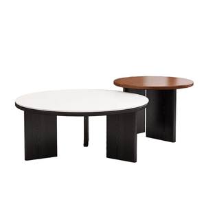 Solid Wood <b>Round</b> Coffee <b>Table</b> Walnut Color Minimalist Modern Design <b>Small</b> Apartment Use - Product Image 5