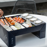 Boîte à sushi pliable de luxe écologique, emballage alimentaire cadeau rigide haut de gamme personnalisé, revêtement UV et gaufrage tendance