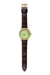 Reloj de lujo de jade verde Hetian con bisel de diamantes, correa de cuero, números romanos, reloj de cuarzo para hombre - Product Image 6