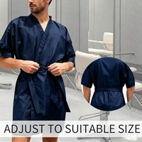 Robes Kimono Personnalisables en Tissu Imperméable Bleu Marine pour Salons de Beauté, Spas et Barbiers – Vente en Gros avec Logo Personnalisé et Taille Ajustable
