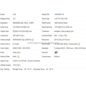 Moniteur LCD capacitif multi-écran tactile G084SN05 V9 - Product Image 3