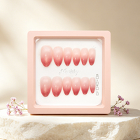 Lot de 12 faux ongles press-on en ABS, longueur moyenne, forme amande, dégradé, faits main, pré-dessinés, couvrance totale, pour doigts