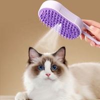 Nouvelle conception 3 en 1 : Brosse vapeur pour chat, vaporisateur et peigne de massage anti-éclaboussures, version améliorée, pour l'élimination des poils et le toilettage des chats