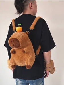 Linda Mochila De felpa para estudiantes de red de dibujos animados, mochila escolar de conejillo de indias de gran capacidad para uso en el aula, agua bonita y fea - Product Image 4