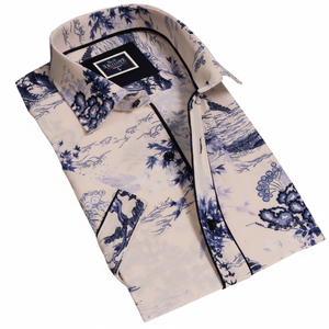 Camisa de pierna corta para hombre, camisa con tonos azules - Product Image 2