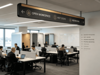 Panneau de signalisation sur pied suspendu, personnalisable avec logo, pour hôpitaux, voitures, LED, à fixer au mur intérieur