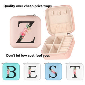 Kotak Penyimpanan Perhiasan Portabel Grosir dengan Logo Kustom, Warna Pink, Bahan Kulit PU, untuk Cincin, Anting, Kalung, dan Perhiasan Lainnya - Product Image 3