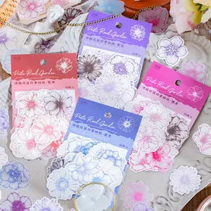 Shilu adesivos de flores série jardim, 30 peças/pacote adesivos de decoração de mão conta de flores diy 4 tipos