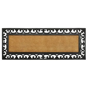 Cadre photo unique noir 24 po. X 57 po. Tapis de porte en fibre de coco avec bordure en caoutchouc - Product Image 2