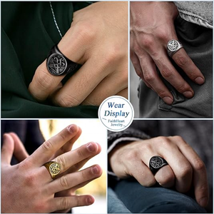 เครื่องประดับซาตานแหวนตราสัญลักษณ์รูปสัญลักษณ์รูปสัญลักษณ์ของลูซิเฟอร์ซาตานสำหรับผู้ชายผู้หญิงแหวนออกแบบได้ตามต้องการ - Product Image 2