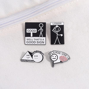 Schattige Stickman Metalen Pinnen Grappige Humoristische Citaten Mens Broches Revers Badges Hoed Letter Zacht Email Pin Voor Vrienden - Product Image 1