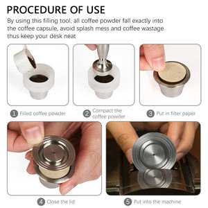 1Set de capsules de café réutilisables compatibles avec le papier filtre Nespresso <span class=keywords><strong>Espresso</strong></span> Coffee Filling Tool - Product Image 5