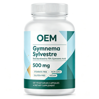 Capsules végétales de Gymnema Sylvestre Marque Blanche 75% Acide Gymnémique 500mg 120 Capsules Vrac Service OEM ODM