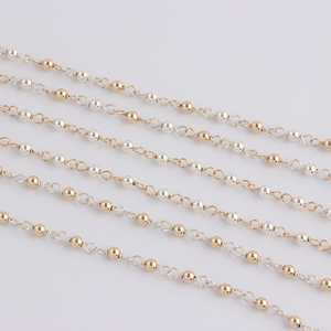Cadena de Oro Laminado de 14K de 3mm Hecha a Mano con Cuentas de Tres Tonos y Cuentas de Plata S925 <span class=keywords><strong>para</strong></span> Fabricación de Joyas, <span class=keywords><strong>Collares</strong></span> y Pulseras - Product Image 2
