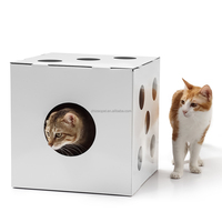 2026 Zhizao Maison pour chat écologique certifiée BSCI, griffoir pliable pour intérieur, motif imprimé, forme quadrilatère
