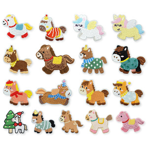 Patchs brodés : Animaux mignons, Animaux de l'année du Cheval, <span class=keywords><strong>Poulain</strong></span>, Patchs brodés auto-adhésifs en tissu pour vêtements, Patchs - Product Image 1