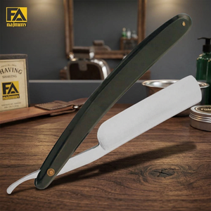 Rasoir pliant FA Najmmy avec manche en plastique, lame en acier inoxydable, bord lisse noir, outil de rasage pour barbier - Product Image 3